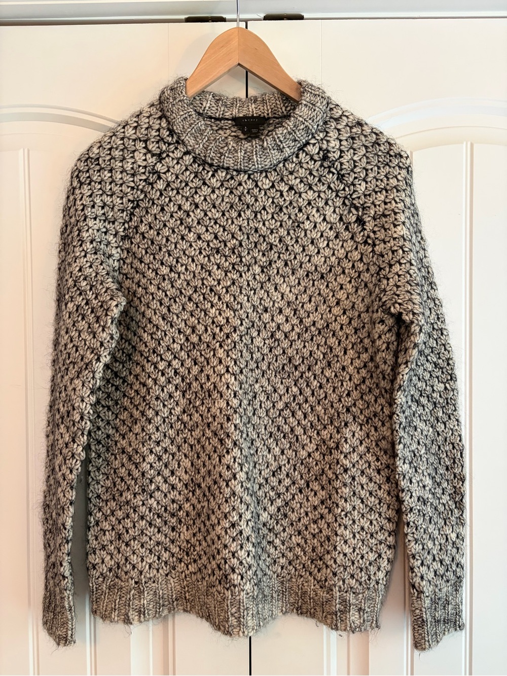Theory Black White Crew Neck Wool Blend Women's Sweater Size Small